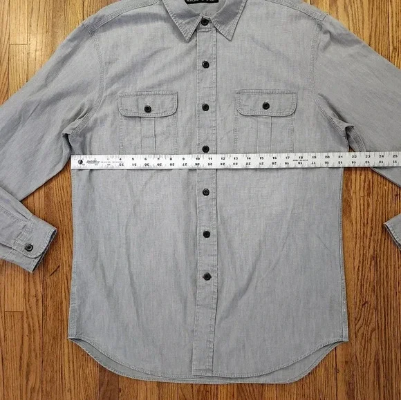 Ralph Lauren Black Label Mens Denim Button Down Shirt Size L Grey - Picture 6 of 10